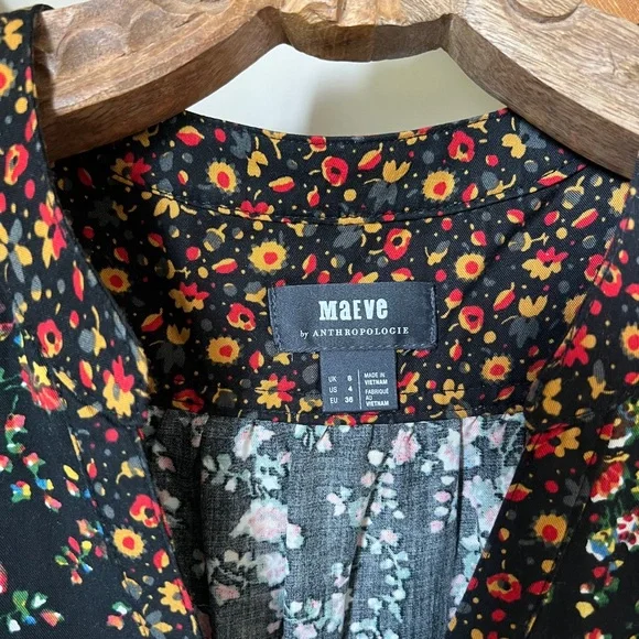 Maeve by Anthropologie Marlie Floral Button Front Tunic Dress - Picture 2 of 5